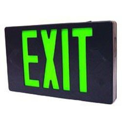 LED EZXTEU2GBEM (Battery Back-Up) Black Exit Sign with Green Letters