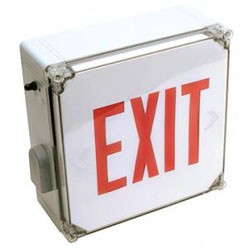 WLXTEREM Wet Location Single Face, Battery Backup, LED Exit Red Letters