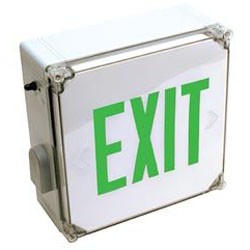 WLXTEG Wet Location Single Face, AC Only, LED Exit Green Letters, 120/277V
