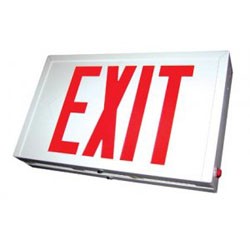 SXTU2RW Steel Housing Exit Sign, White, AC Only Red Letters 120/277V