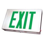 SXTU2GW Steel Housing Exit Sign, White, AC Only Green Letters 120/277V
