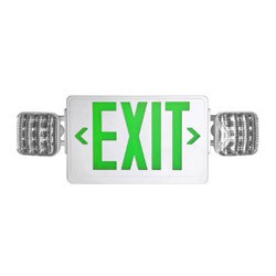 LEDCXTEU1GW LED Combo Emergency Exit White Plastic With Green Letters