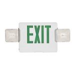 Combo LED Exit/Emergency Light Double Face, Green Letters, White 120/277V
