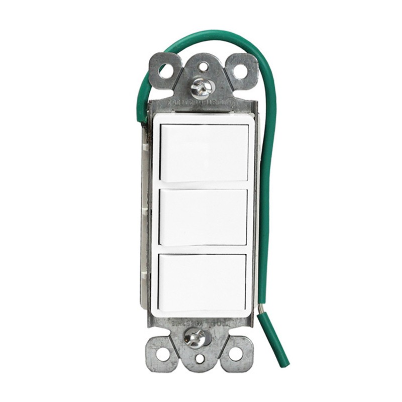 Enerlites 62755-W 15A White Decora Triple Switch