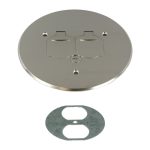 Enerlites 975517-S 1-Gang 20A Duplex Round Flip Cover Plate Floor Box, Nickel Plated Brass