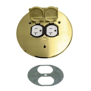Enerlites 975517-C 1-Gang 20A Duplex Round Flip Cover Plate Floor Box,Brass
