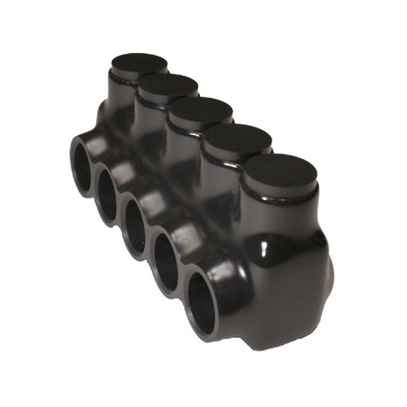 Morris 97535 Black Insulated Multi-Cable Connector Single Entry 5 Ports 2/0 - 14
