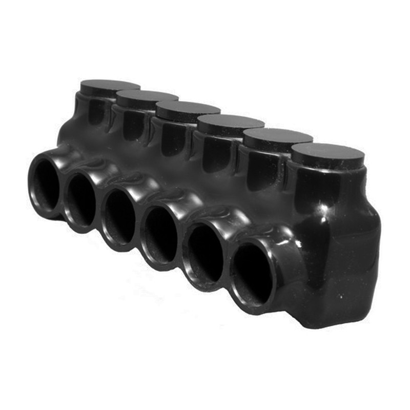 Morris 97576 Black Insulated Multi-Cable Connector Single Entry 6 Ports 750 - 250
