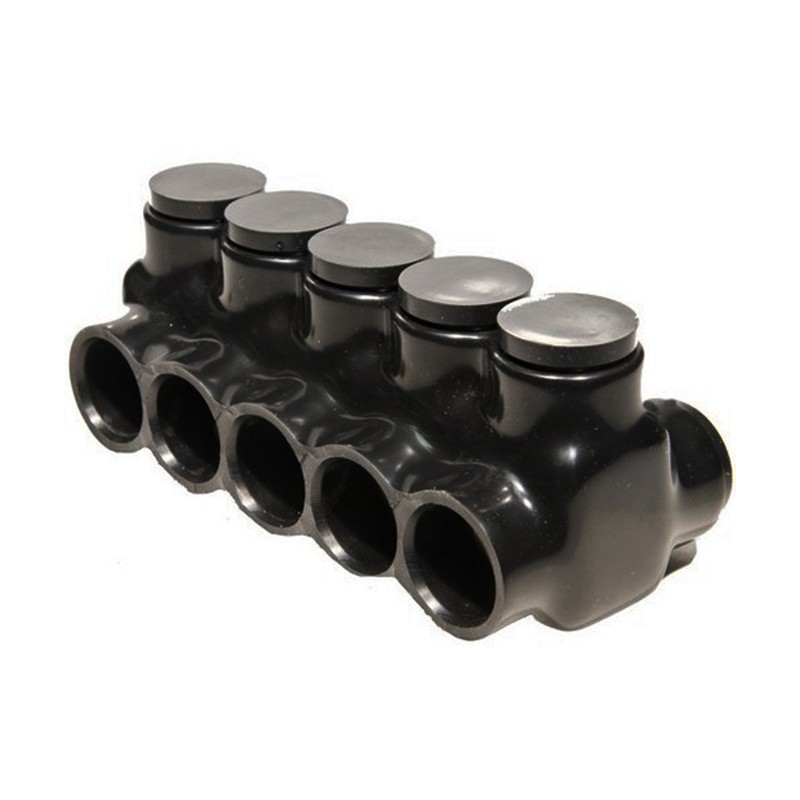Morris 97645 Black Insulated Multi-Cable Connector Dual Entry 5 Ports 250 - 6