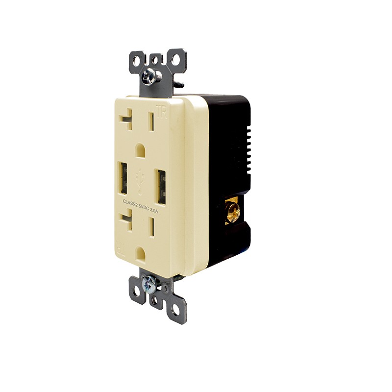AIDA 3.0A Dual USB Charger 15A Duplex Receptacle