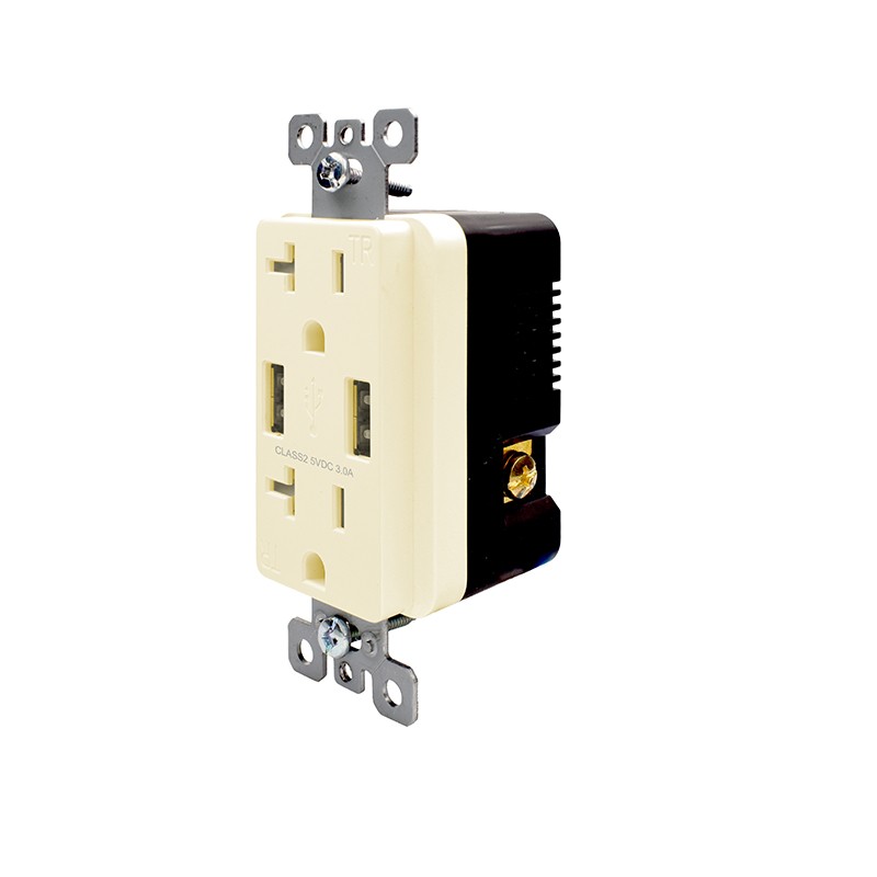 AIDA 3.0A Dual USB Charger 15A Duplex Receptacle