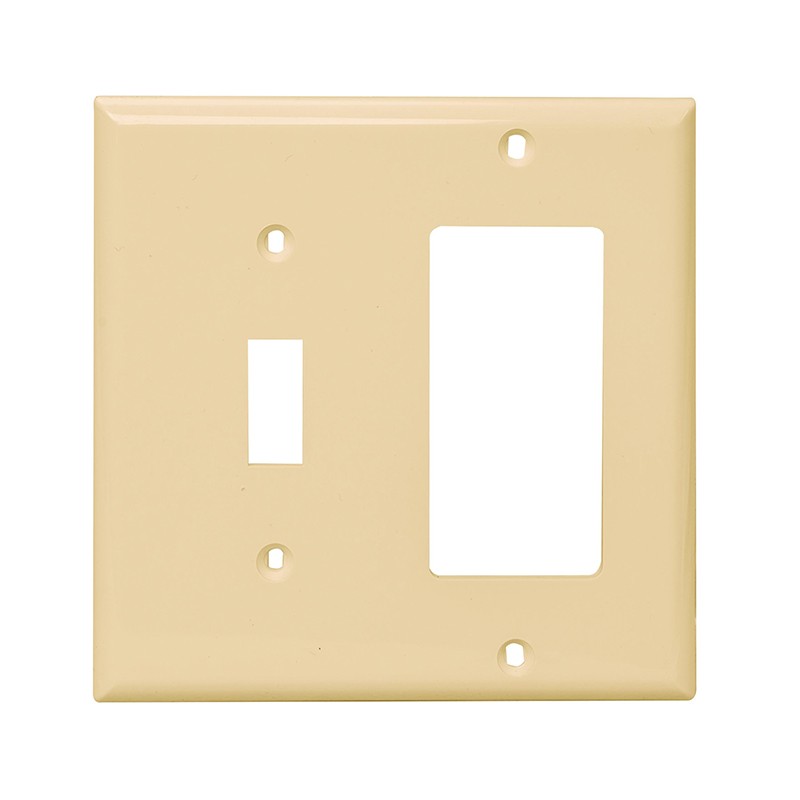 AIDA 2 Gang Plastic 1 Toggle Switch & 1 Decorative Combination Wall Plate