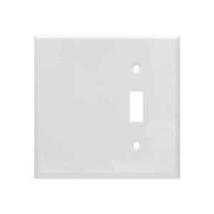 AIDA 053011 2 Gang Standard Smooth Metal Toggle Switch & Blank Wall Plate