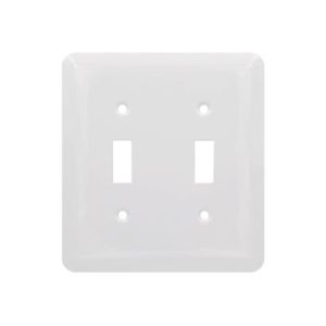 AIDA 053151 2 Gang MID Smooth Metal Toggle Switch Wall Plate