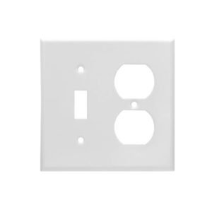 AIDA 053711 2 Gang Standard Smooth Metal Toggle Switch & Duplex Receptacle Wall Plate