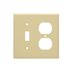 AIDA 053712 2 Gang Standard Wrinkle Metal Toggle Switch & Duplex Receptacle Ivory Wall Plate