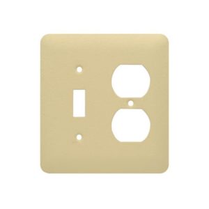 AIDA 053722 2 Gang Mid Size Wrinkle Metal Toggle Switch & Duplex Receptacle Ivory Wall Plate