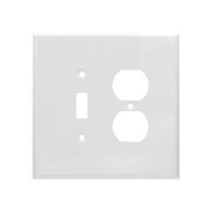AIDA 053731 2 Gang Jumbo Smooth Metal Toggle Switch & Duplex Receptacle Wall Plate