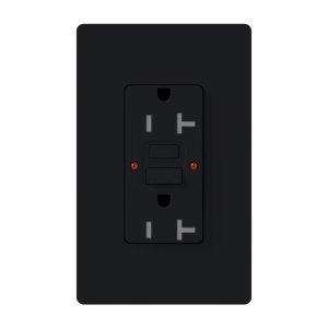 Lutron SCR-20-GFST-MN 20-Amp Tamper Resistant Self-Testing Receptacle, Midnight