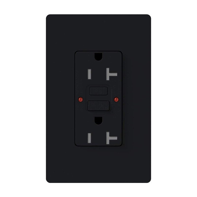 Lutron SCR-20-GFST-MN 20-Amp Tamper Resistant Self-Testing Receptacle, Midnight