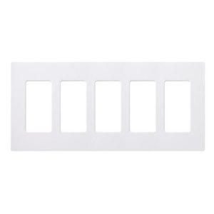 Lutron CW-5-WH Claro 5 Gang Decorator/Rocker White Wallplate