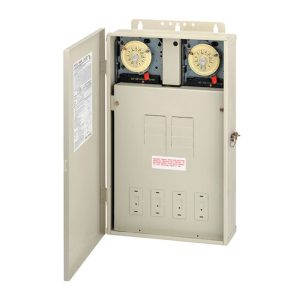 Intermatic T40404R 125 A Load Center with Two T104M Mechanisms, 8-Breaker Spaces