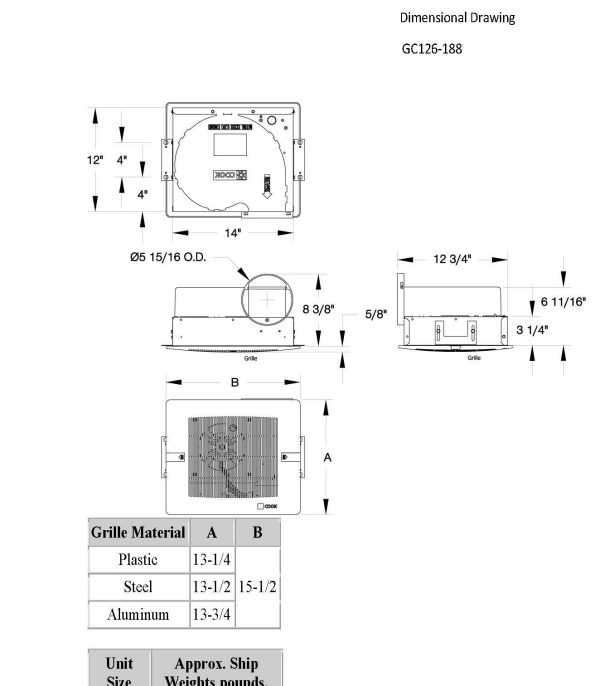 Loren Cook GC126 Restroom Exhaust Fan Led Lighting
