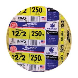 Southwire 12-2-NM-B-Romex 12/2 W/G NM-B Romex, Non-Metallic Wire, Yellow, 250FT Coil