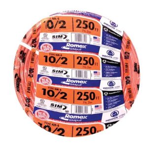 Southwire 10-2-NM-B-Romex 10/2 W/G NM-B Romex, Non-Metallic Wire, Orange, 250FT Coil