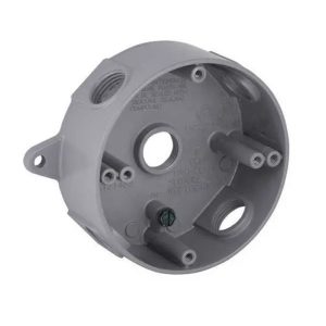 Raco 5361-0 Round Weatherproof Box, Five 1/2 in. Threaded Outlets, Gray