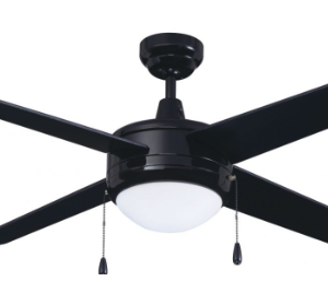 ROYAL PACIFIC 1004BK-BK-E26-L 50" SWEEP EUROPA 4-BLADE CEILING FAN BLACK - E26 LED LIGHT KIT INCLUDED
