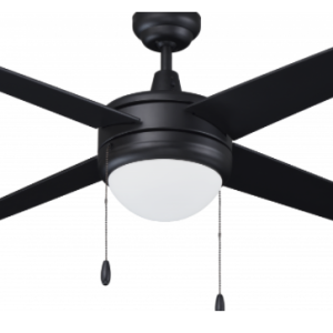 ROYAL PACIFIC 1004MBK-MBK-E26-L 50" SWEEP EUROPA 4-BLADE CEILING FAN MATTE BLACK - E26 LED LIGHT KIT INCLUDED