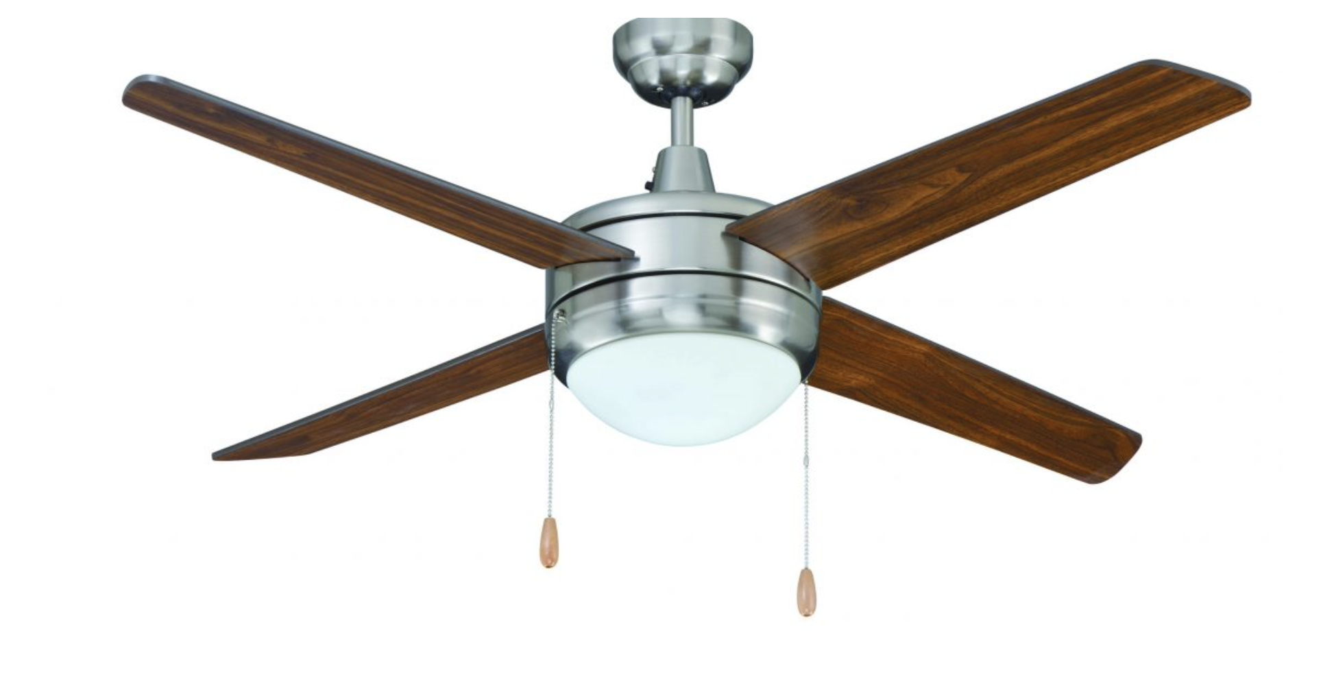 ROYAL PACIFIC 1004BN-WT-E26-L 50" SWEEP EUROPA 4-BLADE CEILING FAN BRUSHED NICKEL / WALNUT - E26 LED LIGHT KIT INCLUDED