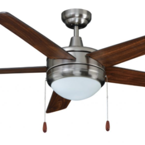 ROYAL PACIFIC 1005BN-WT-E26-L 50" SWEEP MIRAGE 5-BLADE CEILING FAN BRUSHED NICKEL / WALNUT - E26 LED LIGHT KIT INCLUDED