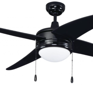 ROYAL PACIFIC 1007BK-BK-E26-L 50" SWEEP EUROPA I 4-CURVED BLADE CEILING FAN BLACK - E26 LED LIGHT KIT INCLUDED