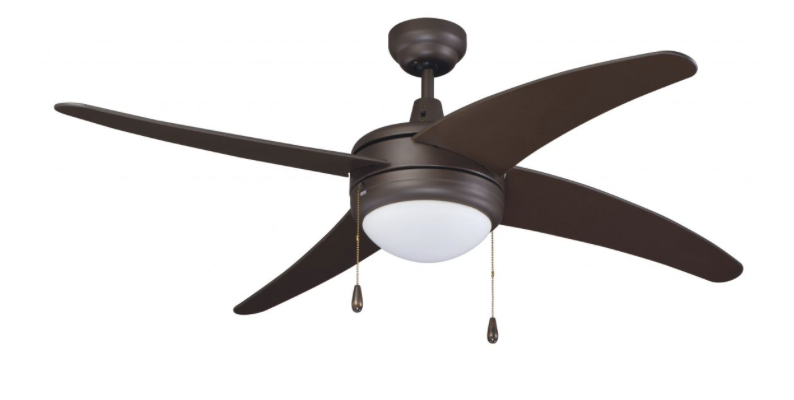 ROYAL PACIFIC 1007BN-BN-E26-L 50" SWEEP EUROPA I 4-CURVED BLADE CEILING FAN BRUSHED NICKEL - E26 LED LIGHT KIT INCLUDED
