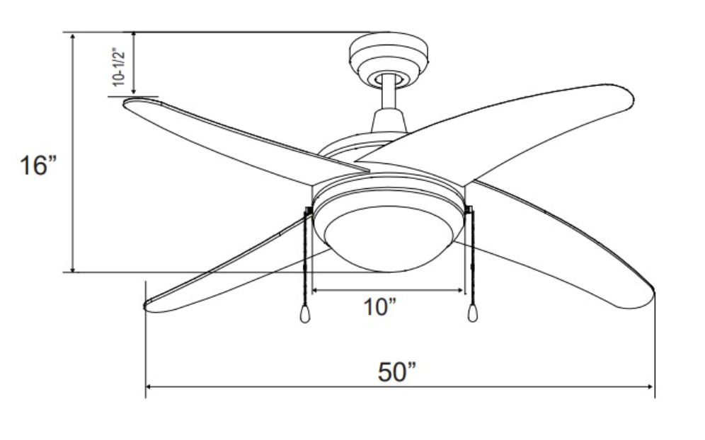 ROYAL PACIFIC 1007LED-BN-BN 50" SWEEP EUROPA I 4-CURVED BLADE CEILING FAN BRUSHED NICKEL - E26 LED LIGHT KIT INCLUDED