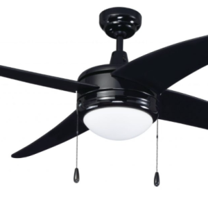 ROYAL PACIFIC 1007LED-BK-BK 50" SWEEP EUROPA I 4-CURVED BLADE CEILING FAN BLACK - E26 LED LIGHT KIT INCLUDED