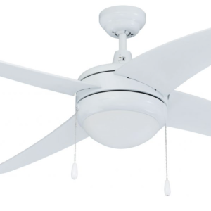 ROYAL PACIFIC 1007WW-WW-E26-L 50" SWEEP EUROPA I 4-CURVED BLADE CEILING FAN WHITE - E26 LED LIGHT KIT INCLUDED