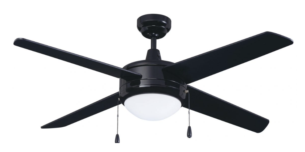 ROYAL PACIFIC 1008LED-BK-BK LED 50" SWEEP EUROPA 4-BLADE CEILING FAN BLACK - LED LIGHT KIT INCLUDED 3000K