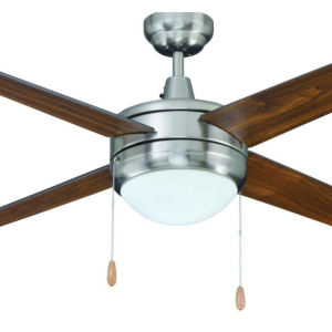 ROYAL PACIFIC 1008LED-BN-WT LED 50" SWEEP EUROPA 4-BLADE CEILING FAN BRUSHED NICKEL / WALNUT - LED LIGHT KIT INCLUDED 3000K
