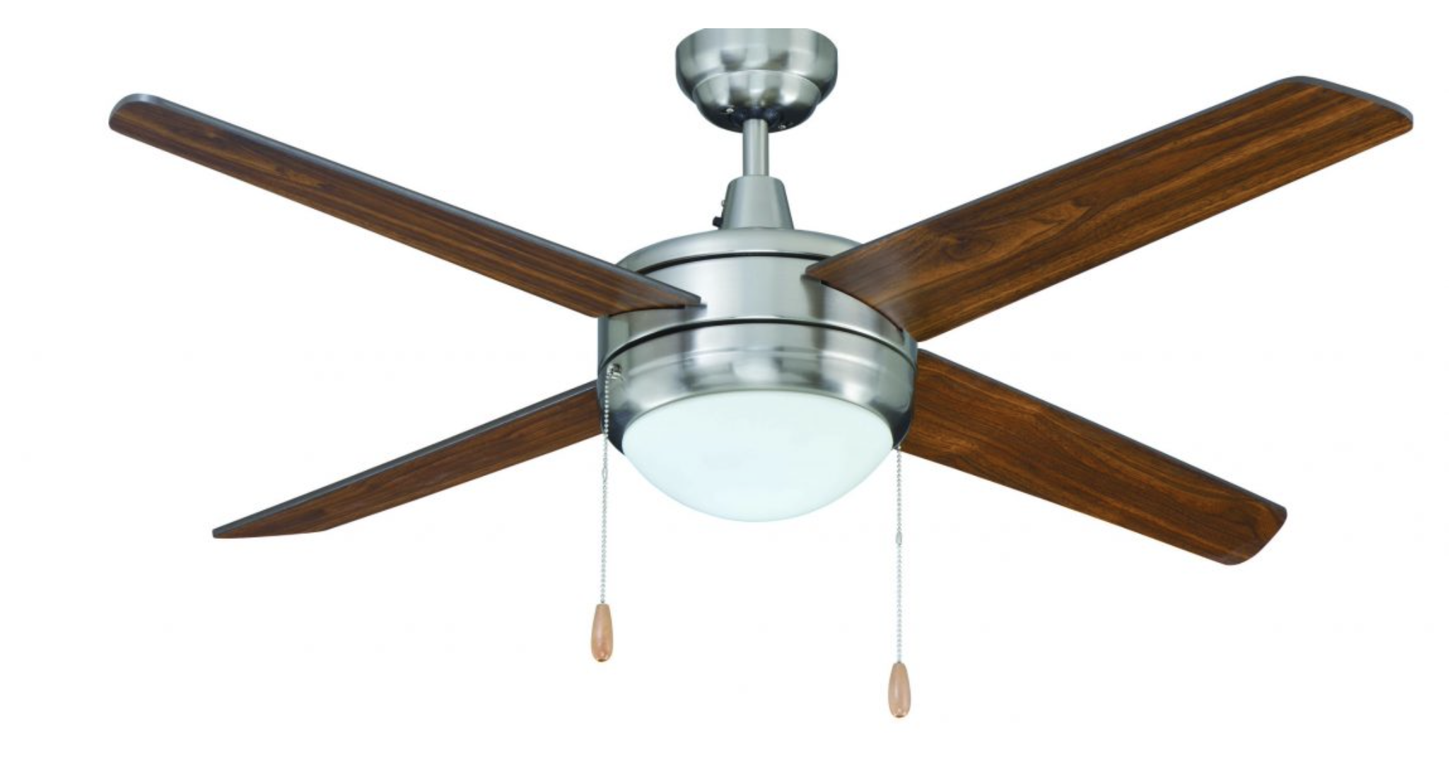 ROYAL PACIFIC 1008LED-BN-WT LED 50" SWEEP EUROPA 4-BLADE CEILING FAN BRUSHED NICKEL / WALNUT - LED LIGHT KIT INCLUDED 3000K