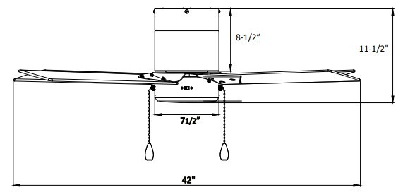 ROYAL PACIFIC 1021WW-WW-PC LED SABIO 42" SWEEP HUGGER 3-BLADE PULL CHAIN CEILING FAN WHITE