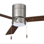 ROYAL PACIFIC 1022BN-WT-PC LED SABIO 52" SWEEP HUGGER 3-BLADE PULL CHAIN CEILING FAN BRUSHED NICKEL / WALNUT