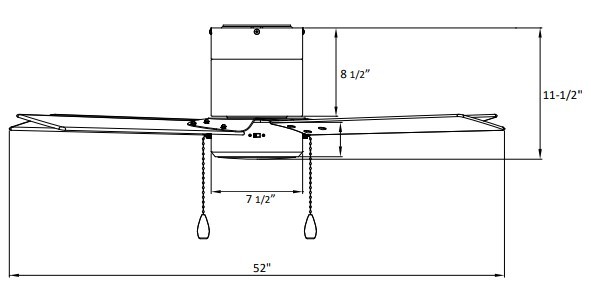 ROYAL PACIFIC 1022WW-WW-PC LED SABIO 52" SWEEP HUGGER 3-BLADE PULL CHAIN CEILING FAN WHITE