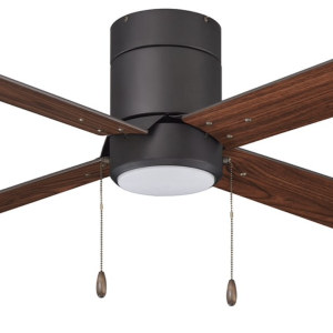ROYAL PACIFIC 1023OB-WT-PC LED METALIS 42" SWEEP HUGGER 4-BLADE PULL CHAIN CEILING FAN OIL-RUBBED BRONZE / WALNUT