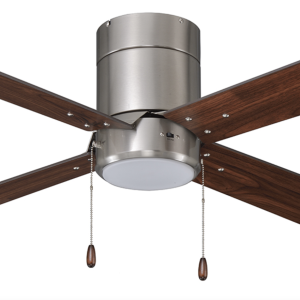 ROYAL PACIFIC 1023BN-WT-PC LED METALIS 42" SWEEP HUGGER 4-BLADE PULL CHAIN CEILING FAN BRUSHED NICKEL / WALNUT
