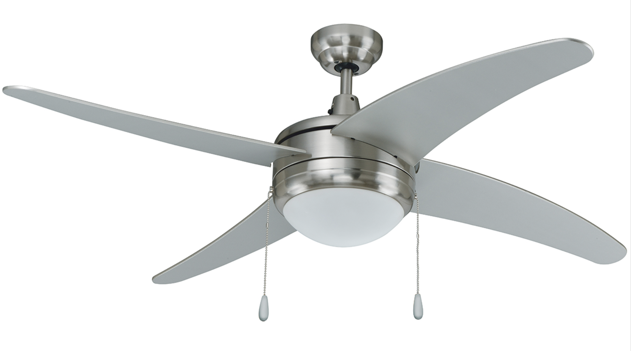ROYAL PACIFIC 1007LED-BN-BN 50" SWEEP EUROPA I 4-CURVED BLADE CEILING FAN BRUSHED NICKEL - E26 LED LIGHT KIT INCLUDED