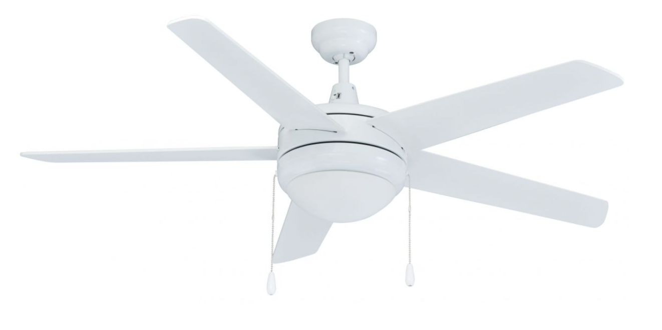 ROYAL PACIFIC 1005WW-WW-E26-L 50" SWEEP MIRAGE 5-BLADE CEILING FAN MATTE WHITE - A19 LED LAMPS INCLUDED