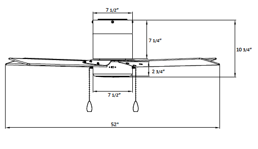 ROYAL PACIFIC 1024WW-WW-PC LED METALIS 52" SWEEP HUGGER 4-BLADE PULL CHAIN CEILING FAN WHITE